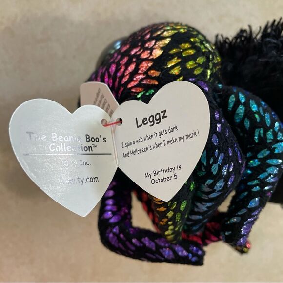 Lot of 4 TY Beanie Boos buckwheat icy slick leggz spider fox cat with tags - Picture 14 of 16